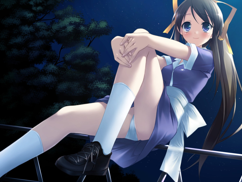 blue blue_eyes cube kantoku miyazawa_midori natsu_no_ame night possible_duplicate skirt