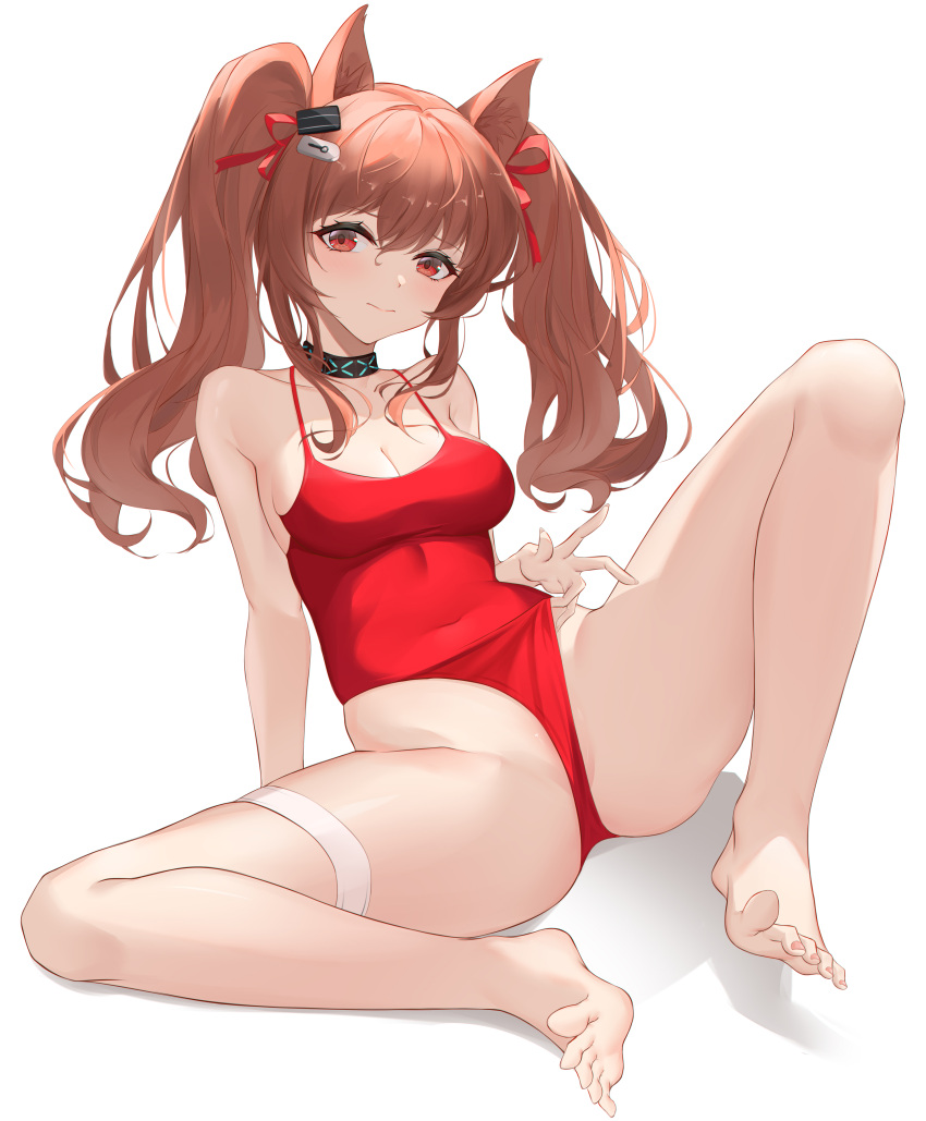 angelina_(arknights) animal_ears arknights feet garter swimsuits yume_(454565427)