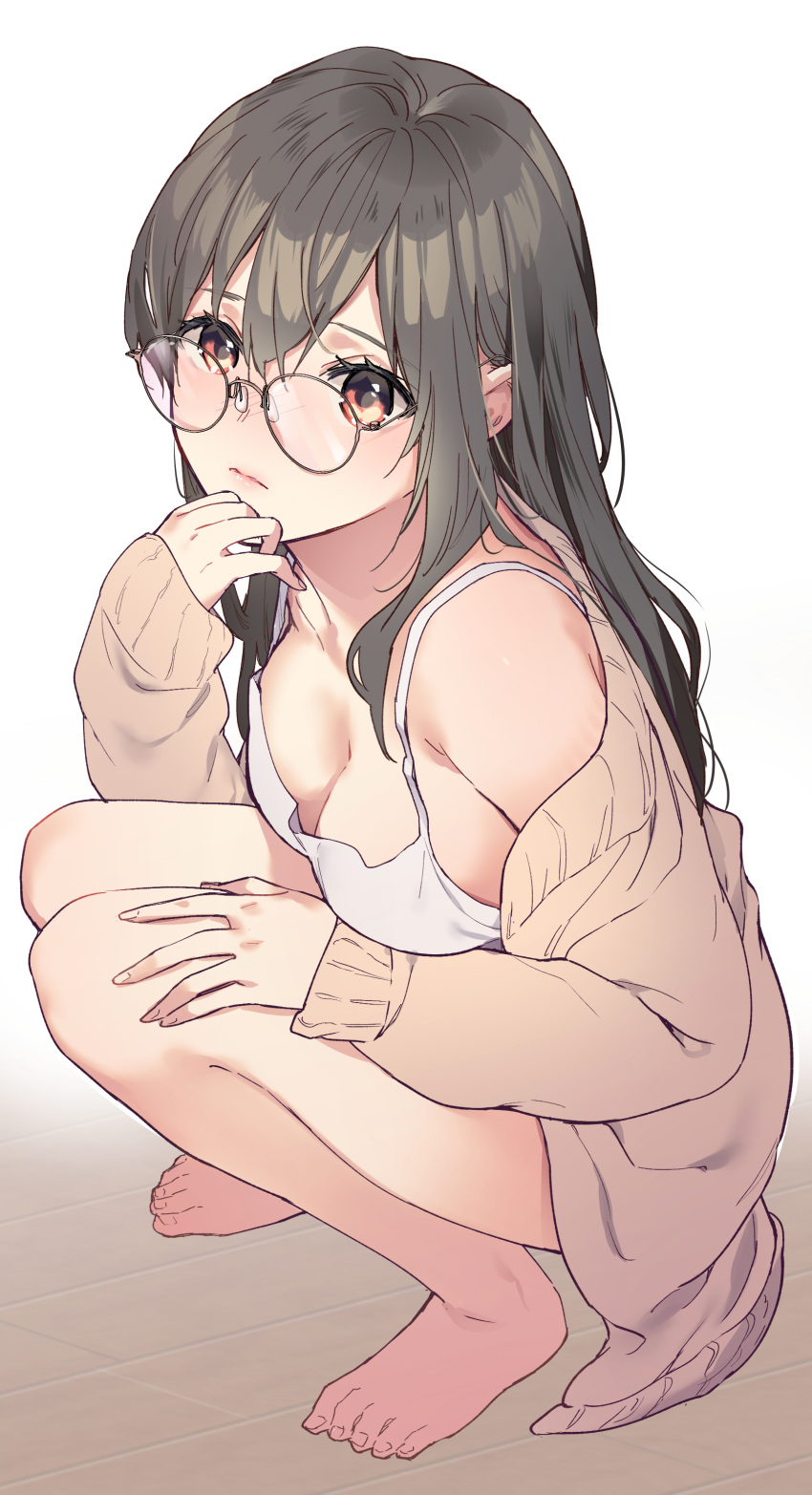 cleavage feet kokoa_(artist) megane sweater