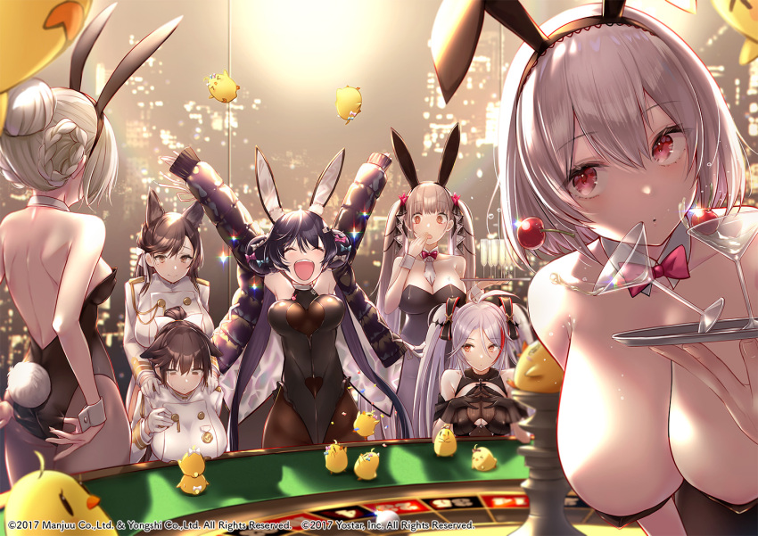 6+girls allen_m._sumner_(azur_lane) allen_m._sumner_(charming_rabbit)_(azur_lane) animal_ears ass atago_(azur_lane) azur_lane breasts casino casino_card_table cleavage formidable_(azur_lane) large_breasts leotard manjuu_(azur_lane) mappaninatta multiple_girls official_art playboy_bunny prinz_eugen_(azur_lane) prinz_eugen_(cordial_cornflower)_(azur_lane) rabbit_ears roulette roulette_table sheffield_(azur_lane) sirius_(azur_lane) tagme takao_(azur_lane) white_hair