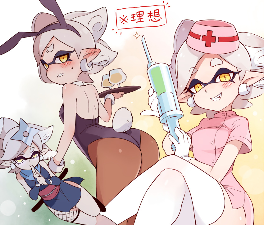 ass bunny_girl fishnets marie_(splatoon) ninja nurse pantyhose splatoon thighhighs toku_(ke7416613)