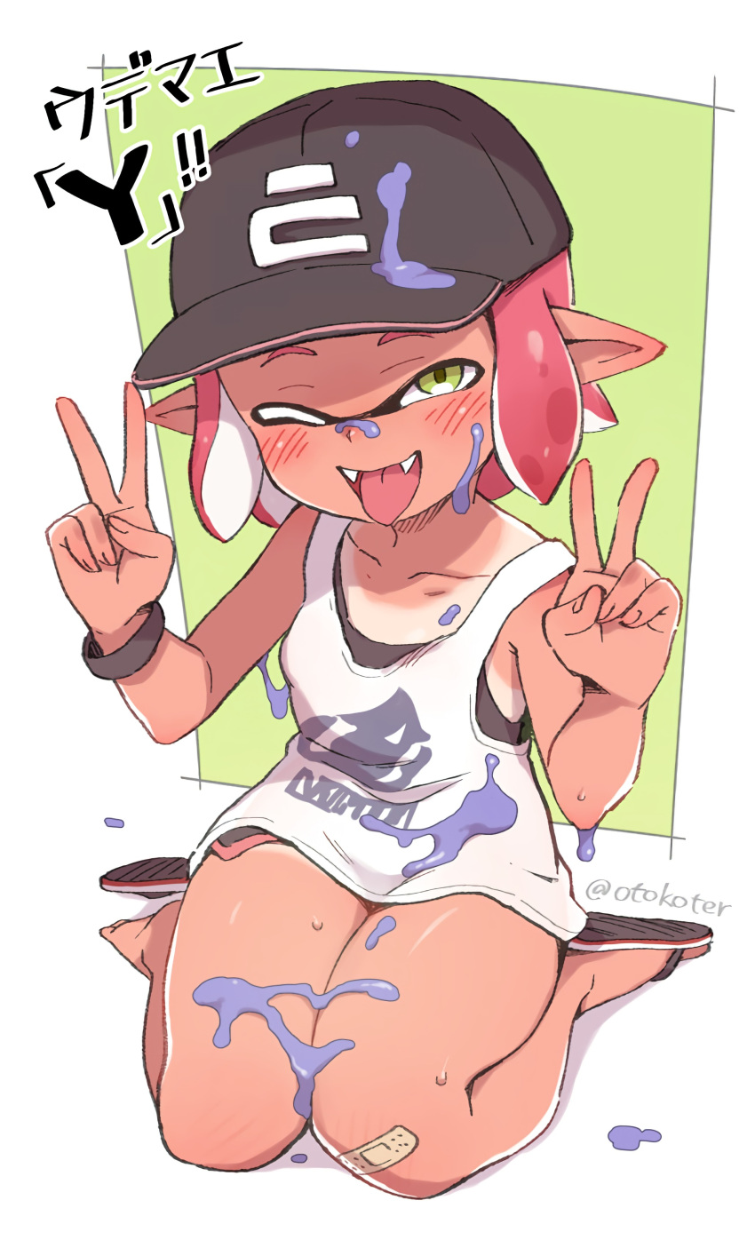 inkling_(splatoon) pointy_ears splatoon tan_lines toku_(ke7416613)