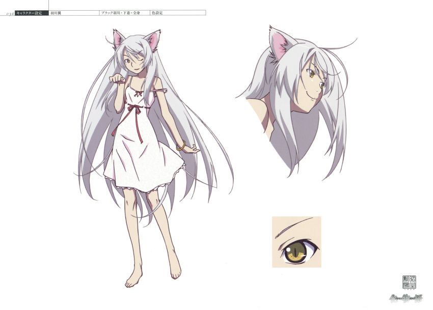 1girl bakemonogatari black_hanekawa character_sheet hanekawa_tsubasa highres monogatari_(series) multiple_views official_art production_art production_note scan simple_background white_background zip_available