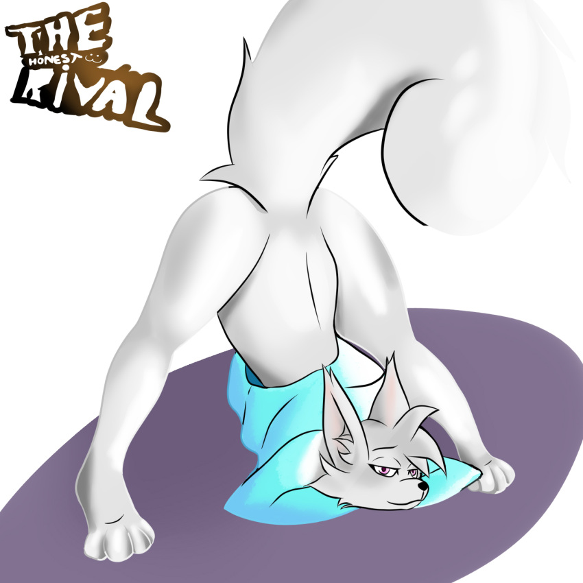 1:1 anthro arctic_fox big_ear canid canine female fluffy fluffy_tail fox fur hi_res jack-o'_pose mammal pose skye_(thehonestrival) solo thehonestrival white_body white_fur