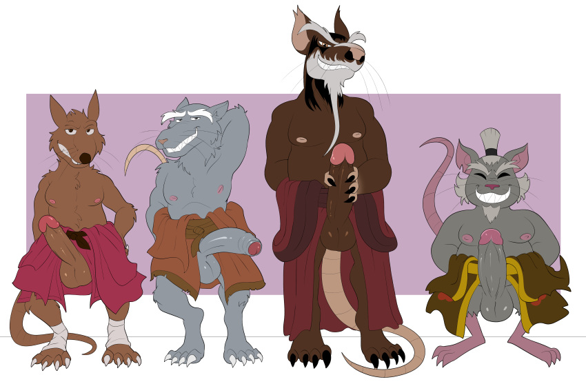 2021 absurd_res anthro balls big_penis brown_body brown_fur clothing erection fangs fur genitals grey_body grey_fur group hi_res jerseydevil looking_at_viewer male mammal master_splinter mature_anthro mature_male murid murine penis rat rise_of_the_teenage_mutant_ninja_turtles rodent teenage_mutant_ninja_turtles teenage_mutant_ninja_turtles_(1987) teenage_mutant_ninja_turtles_(2003) teenage_mutant_ninja_turtles_(2012) teeth