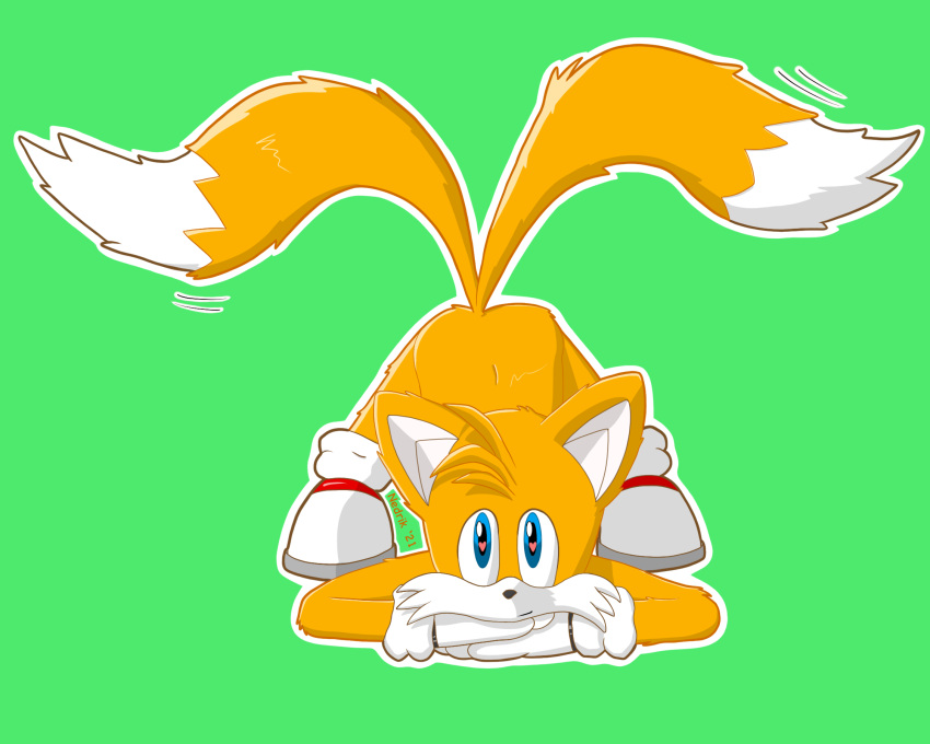 &lt;3 &lt;3_eyes 5:4 anthro canid canine cuffs_(clothing) fox hi_res jack-o'_pose male mammal miles_prower nedrik pose sega solo sonic_the_hedgehog_(series)