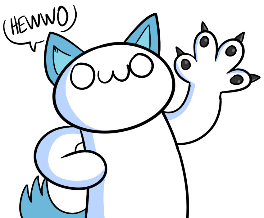 alpha_channel animal_humanoid black_claws claws fluffy fluffy_tail humanoid male owo simple_background solo source_request speech_bubble tewetanwolf theodd1sout_(character) transparent_background unknown_artist