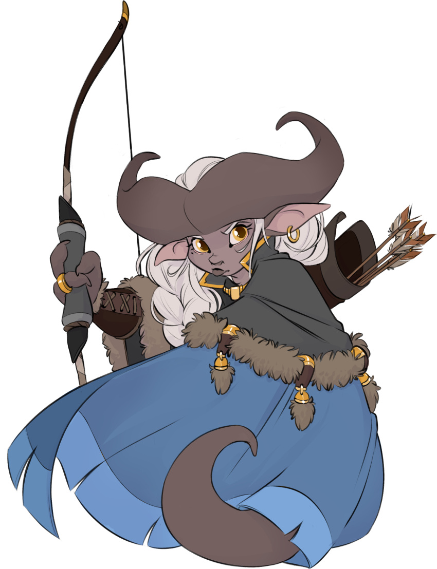 2019 ahriannah_(feardakez) alpha_channel bow_(weapon) braided_hair ear_piercing ear_ring feardakez female hair hi_res holding_bow_(weapon) horn humanoid piercing ranged_weapon simple_background solo transparent_background weapon white_hair yellow_eyes