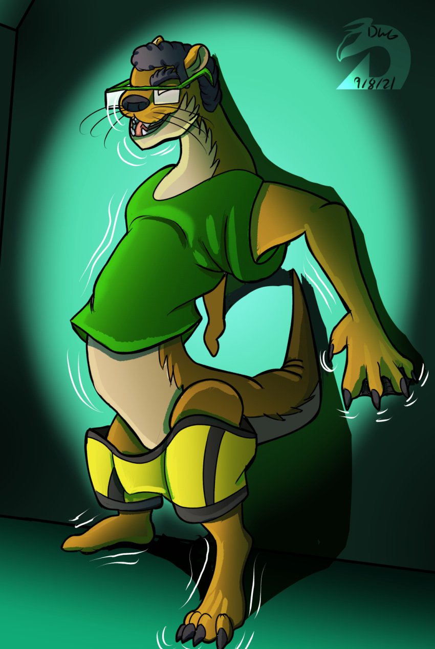 clothing dragonwithgames feral hi_res human_to_feral lutrine male mammal mustelid shrink shrinking size_transformation solo species_transformation stretching transformation underwear wall_(disambiguation)