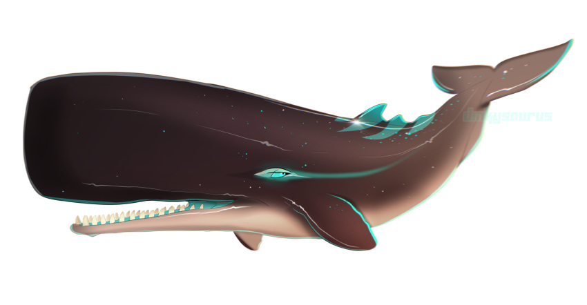ambiguous_gender blue_eyes blue_sclera cetacean dinkysaurus female_(lore) feral freckles green_flesh green_mouth hi_res mammal marine open_mouth physeteroid sharp_teeth simple_background solo sperm_whale teeth toothed_whale watermark white_background zale_(dinkysaurus)