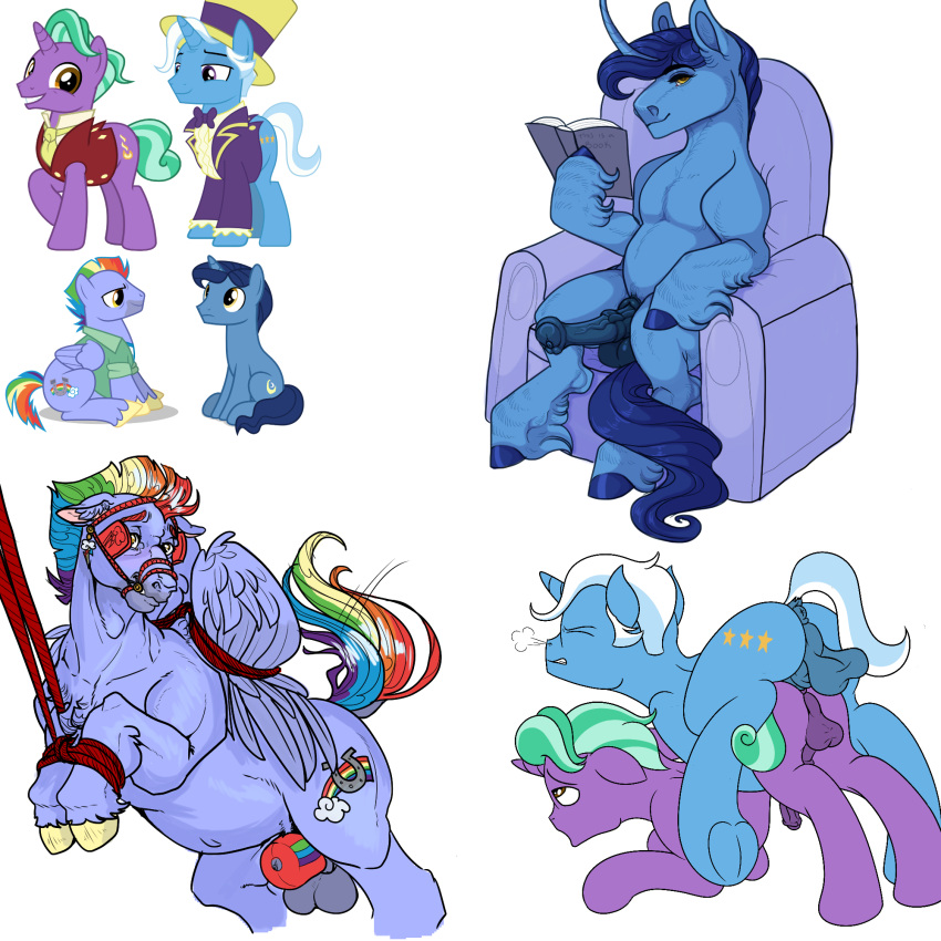 1:1 anal anal_penetration ass_up bdsm bit_gag blinders bondage book bound bow_hothoof_(mlp) bridle chair chastity_cage chastity_device collaboration cutie_mark equid equine erect_nipples eyewear feral firelight_(mlp) friendship_is_magic furniture gag group hasbro hi_res horn jack_pot_(mlp) male male/male mammal my_little_pony night_light_(mlp) nipples pegasus penetration petplay ponyplay registereduser roleplay sitting snowberry sourcherry unicorn wings wings_tied