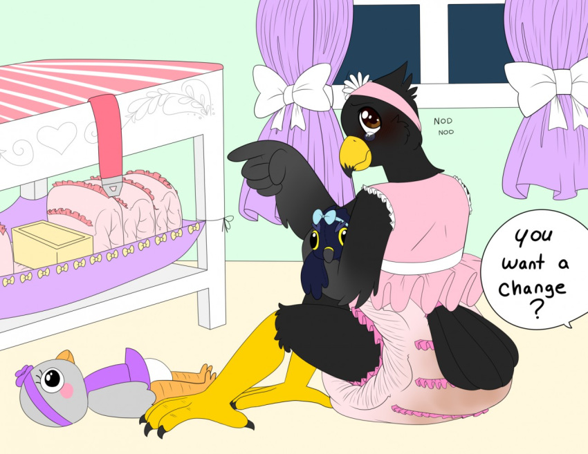 anthro avian bird blush bodily_fluids bunana crying dialogue diaper embarrasing embarrassed english_text feces filth filthy girly male messy_diaper nephy_abdl_(peregrine) padded padding peregrine pooping scat soiled soiled_diaper soiling soiling_diaper solo tears text