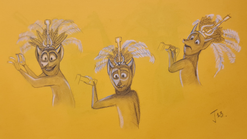 absurd_res dreamworks feather_crown feral hi_res invalid_tag king_julien leaver madagascar_(series) male sketch solo xiii