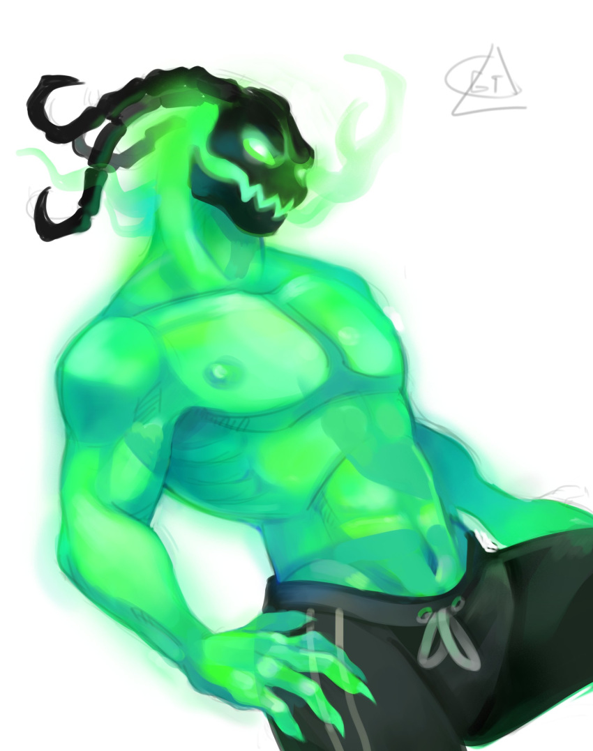 5_fingers absurd_res biceps black_bottomwear black_clothing black_mask black_pants bottomwear clothing colored deltoids digital_drawing_(artwork) digital_media_(artwork) fingers flame_head ghost goattail green_body green_nipples grin half-length_portrait hand_on_leg hi_res humanoid_hands league_of_legends light logo looking_at_viewer male multicolored_bottomwear multicolored_clothing muscular muscular_male navel nipples not_furry obliques open_mouth open_smile pants pattern_bottomwear pattern_clothing pattern_pants pecs portrait pupils riot_games serratus shaded signature simple_background smile spirit spread_legs spreading standing striped_bottomwear striped_clothing striped_pants stripes three-quarter_view thresh toony topless_humanoid topless_male two_tone_bottomwear two_tone_clothing two_tone_pants video_games white_background white_bottomwear white_clothing white_pants white_pupils