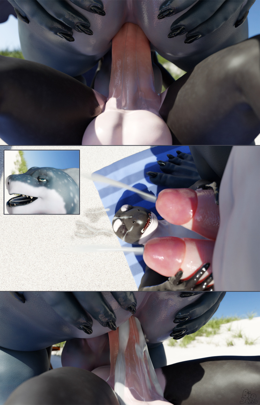 2_penises 3d_(artwork) 5_fingers 5_toes absurd_res anal anthro balls beach belly big_balls big_penis bigjoppa biped black_body bodily_fluids butt carpet_shark cetacean chubby_male cum cum_in_ass cum_inside cum_on_face delphinoid digital_media_(artwork) duo ejaculation feet fingers fish genital_fluids genitals hi_res huge_penis humanoid_feet humanoid_genitalia humanoid_hands humanoid_penis hyper hyper_genitalia hyper_penis imminent_sex looking_pleasured male male/male mammal marine multi_genitalia multi_penis navel nipples oceanic_dolphin oral orca outside overweight overweight_male penile penis sand seaside sex shark size_difference slightly_chubby thick_thighs toes tongue tongue_out toothed_whale whale_shark white_body