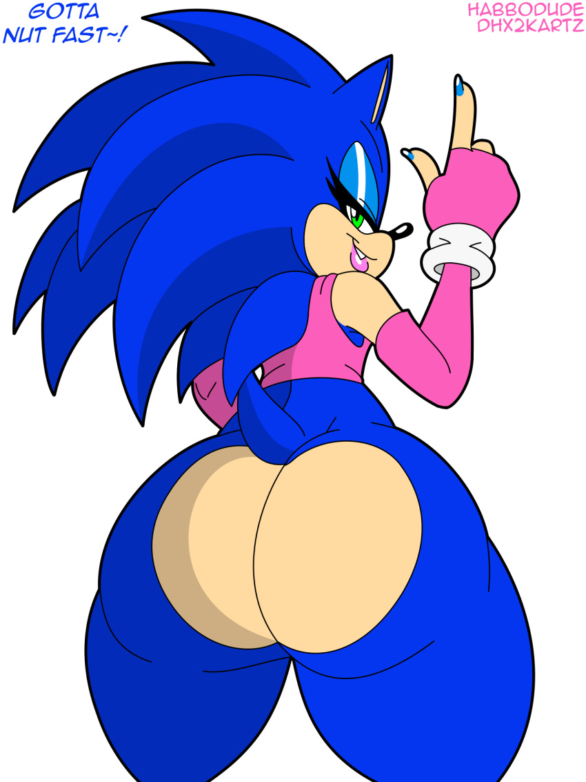 anthro butt clothing damian_hodge eulipotyphlan girly gloves habbodude handwear hedgehog hi_res lipstick looking_at_viewer makeup male mammal sega solo sonic_the_hedgehog sonic_the_hedgehog_(series)