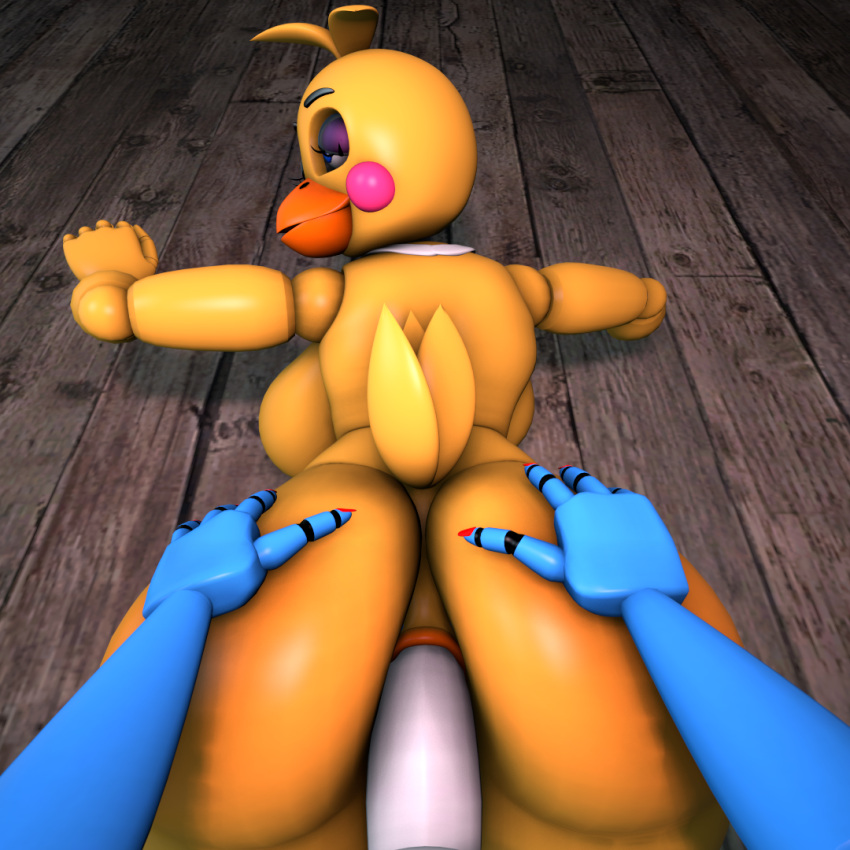 1:1 3d_(artwork) anal anal_penetration animatronic anonymous_artist anthro anus avian beak bib big_butt bird blue_body blush breasts bubble_butt butt butt_grab colored_nails digital_media_(artwork) duo erection feathers female first_person_view fist five_nights_at_freddy's five_nights_at_freddy's_2 from_behind_position genitals hand_on_butt hands_in_air huge_butt kneeling lagomorph leporid lying machine male male/female mammal nails nose_beak nude on_ground penetration penis poster rabbit rear_view robot sex source_filmmaker spread_anus spreading stretched_anus toy_bonnie_(fnaf) toy_chica_(fnaf) video_games yellow_body