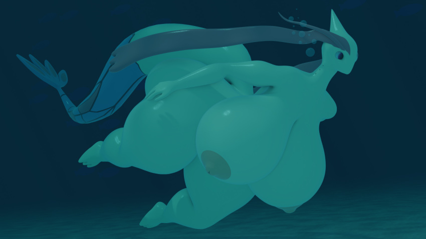 16:9 3d_(artwork) air_bubbles anthro big_breasts big_butt breasts butt darkdraketom digital_media_(artwork) female hi_res huge_breasts huge_butt milotic nintendo ocean_floor pok&eacute;mon pok&eacute;mon_(species) sea solo swimming tail_pattern thick_thighs underwater video_games water widescreen