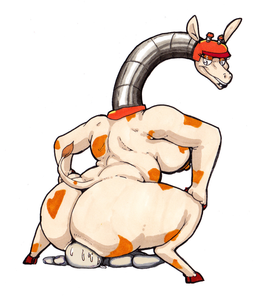 anthro big_breasts big_butt breasts butt cartoon_network chubby_female curvy_figure cybernetics cyborg duo faceless_character faceless_male facesitting female giraffe giraffid hi_res hooves huge_butt larger_female looking_back machine male male/female mammal mao_mao:_heroes_of_pure_heart nipples nude ramaraffe rear_view simple_background size_difference smaller_male smile thespanker_(artist) thick_thighs voluptuous white_background