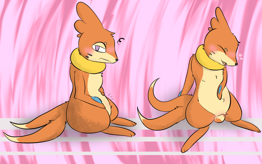 &lt;3 abdominal_bulge blush buizel egg female feral flat_chested genitals happy hi_res nintendo oviposition pok&eacute;mon pok&eacute;mon_(species) pouting pregnant pussy reddyatnight sitting smile solo spread_legs spreading video_games