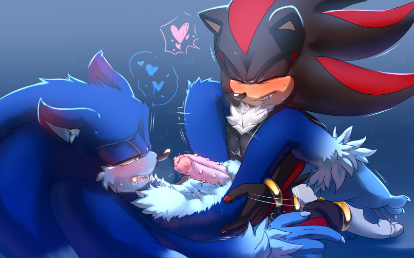 &lt;3 16:10 2021 5_fingers 5_toes anal anal_penetration anklet anthro anthro_on_anthro anthro_penetrated anthro_penetrating anthro_penetrating_anthro anvil_position balls black_body black_fur black_nose black_pupils blue_balls blue_body blue_fur blush bracelet chest_tuft claws clenched_teeth clothing colored_nails duo ear_blush erection eulipotyphlan eyes_closed fangs feet finger_claws fingers fluffy footwear from_front_position fur genitals glans green_eyes grey_claws grey_clothing grey_footwear grey_socks hedgehog hi_res hip_grab humanoid_hands inner_ear_fluff jewelry krazyelf legs_up looking_down male male/male male_penetrated male_penetrating male_penetrating_male mammal motion_lines nails nubbed_penis nude penetration penis pink_glans pink_penis pupils red_body red_fingernails red_fur red_nails sega sex shadow_the_hedgehog socks sonic_the_hedgehog_(series) sonic_the_werehog sonic_unleashed speech_bubble tan_body tan_fur tan_inner_ear teeth thrusting toe_claws toes tuft unusual_anatomy unusual_genitalia unusual_penis were wereeulipotyphlan werehog white_body white_fur widescreen
