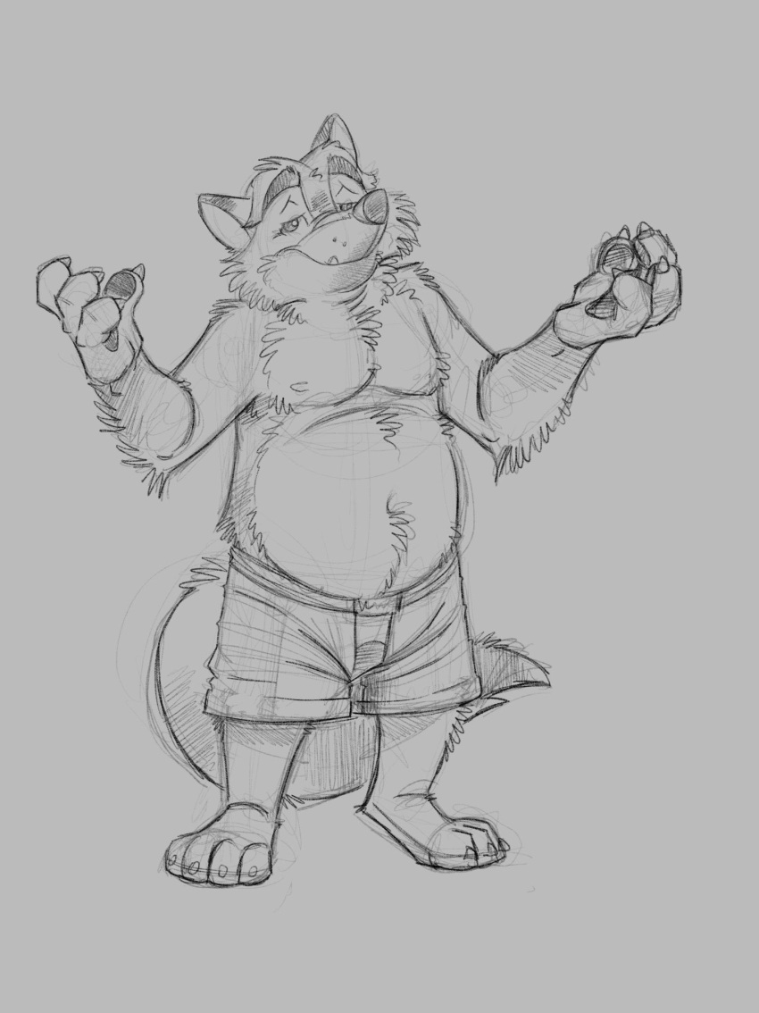 2016 anthro belly canid canine clothing disney fox gideon_grey hi_res k-9 male mammal monochrome moobs nipples overweight overweight_male simple_background solo underwear zootopia