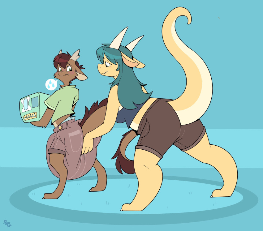 accident anthro blush bodily_fluids cuddlehooves diaper dragon duo embarrasing embarrassed female genital_fluids hi_res male male/female omorashi padded padding peeing sagging sagging_diaper sagging_pants saggy starbuck urine wet wet_diaper wetting wetting_diaper