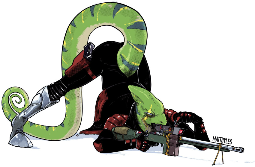 2021 aiming anthro artist_name ass_up boots bottomwear chameleon clothed clothing flap-necked_chameleon footwear furgonomics gloves gun handwear hi_res holding_gun holding_object holding_weapon holster jack-o'_pose jacket leon_powalski lizard lying male mattbyles meme nintendo on_front pants pose ranged_weapon reptile rifle scalie sheathed_weapon simple_background solo star_fox tail_clothing topwear video_games weapon white_background