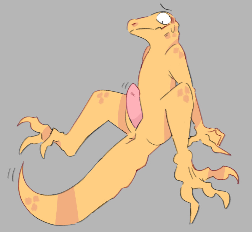 anthro blush butt digital_media_(artwork) embarrassed erection genitals hi_res lizard male male/male nude penis presenting presenting_hindquarters reptile scalie showing_penis showing_rear shy simple_background slit smile sodacaps solo