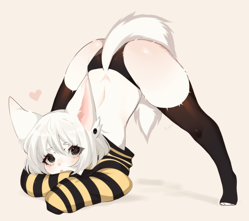 &lt;3 anthro ass_up billy_(fredek666) black_clothing black_eyes black_footwear black_panties black_socks black_sweater black_thigh_highs black_thigh_socks black_topwear black_underwear blush clothed clothing digital_media_(artwork) domestic_cat ear_piercing eye_through_hair eyebrow_through_hair eyebrows eyelashes eyelashes_visible_through_hair felid feline felis female fluffy fluffy_tail footwear fredek666 full-length_portrait hair hi_res jack-o'_pose legwear long_sleeves looking_at_viewer mammal oversized_sleeves panties pattern_clothing pattern_sweater pattern_topwear piercing pink_inner_ear portrait pose shaded signature simple_background socks solo striped_clothing striped_sweater striped_topwear stripes sweater thigh_highs thigh_socks topwear translucent translucent_hair underwear white_hair yellow_clothing yellow_sweater yellow_topwear