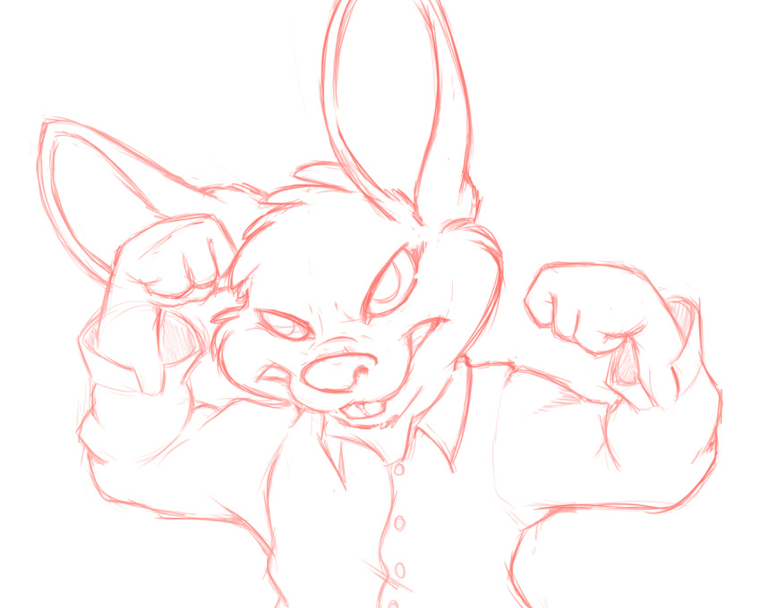 2020 4_fingers 5:4 angry anthro buckteeth clothing fingers fist lagomorph long_ears male mammal maxy mizzyam shirt simple_background sketch solo teeth topwear white_background