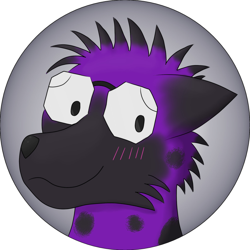 1:1 alpha_channel black_body black_fur blush eyewear fur glasses hi_res hyaenid male mammal nijtus nijtus_(nijtus) profile_icon profile_picture purple_body purple_fur solo