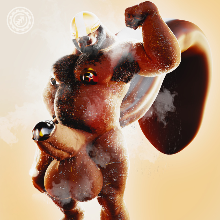 1:1 3d_(artwork) anthro armor armpit_hair balls beard belly big_balls big_penis blender_(software) bodily_fluids body_hair brent chest_hair cum digital_media_(artwork) dripping erection facial_hair genital_fluids genitals glans hard_hat headgear helmet hi_res huge_balls huge_penis humanoid_genitalia humanoid_penis hyper hyper_balls hyper_genitalia hyper_penis looking_at_viewer male mammal mephitid muscular muscular_anthro muscular_male musk n0rdbara nipples nude pecs penis presenting simple_background skunk skunk_tail solo steam sweat sweatdrop wet wet_body