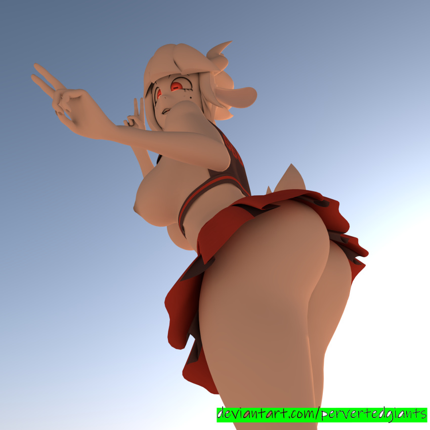 1:1 3d_(artwork) anthro beauty_mark bovid breasts butt caprine digital_media_(artwork) female fur goat goat_lucifer_(helltaker) hair helltaker hi_res mammal nipples pervertedgiants white_body white_fur white_hair