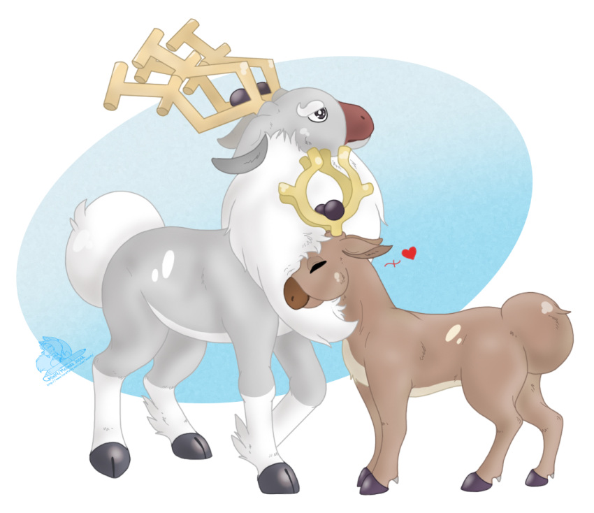 &lt;3 2021 alpha_channel ambiguous_gender cuddling duo feral fluffy fur love min19 nintendo pok&eacute;mon pok&eacute;mon_(species) pokemon_legends_arceus simple_background stantler transparent_background video_games watermark wyrdeer