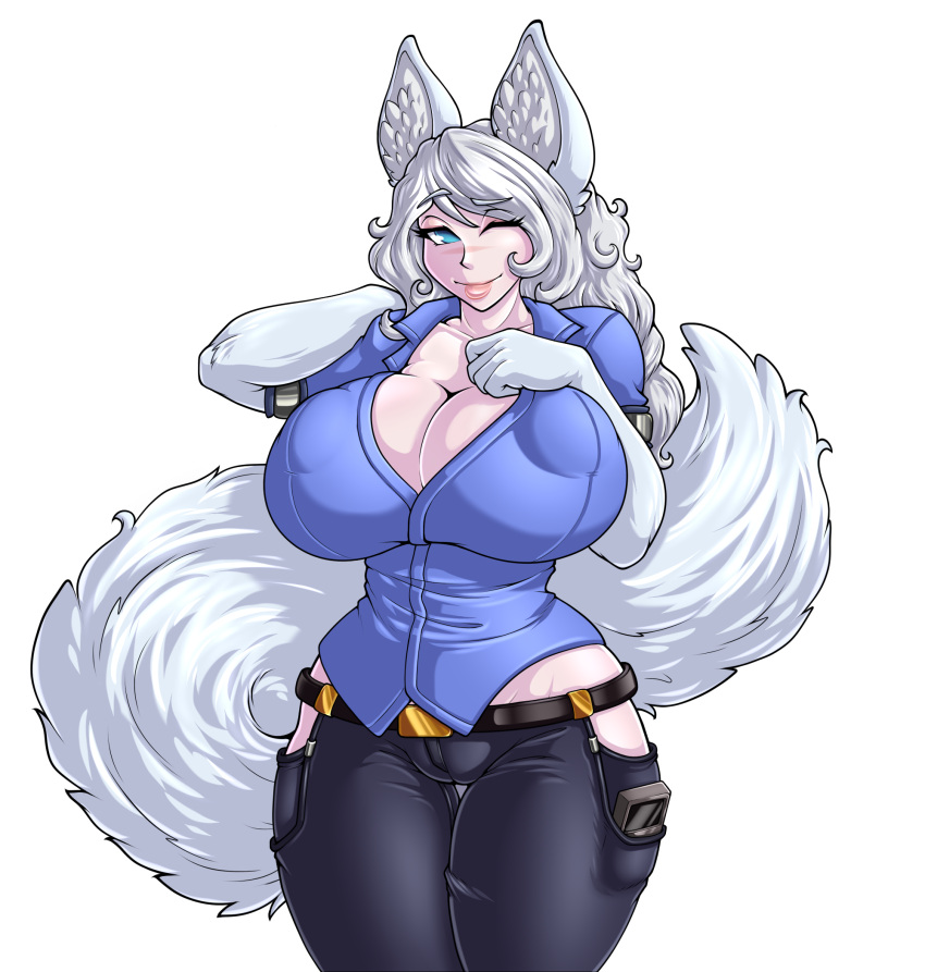 adjatha alpha_channel animal_humanoid anno_dorna ausar big_breasts blush breasts canid canid_humanoid canine canine_humanoid cleavage clothed clothing female hi_res huge_breasts humanoid mammal mammal_humanoid nipple_outline simple_background solo thick_thighs transparent_background trials_in_tainted_space wide_hips