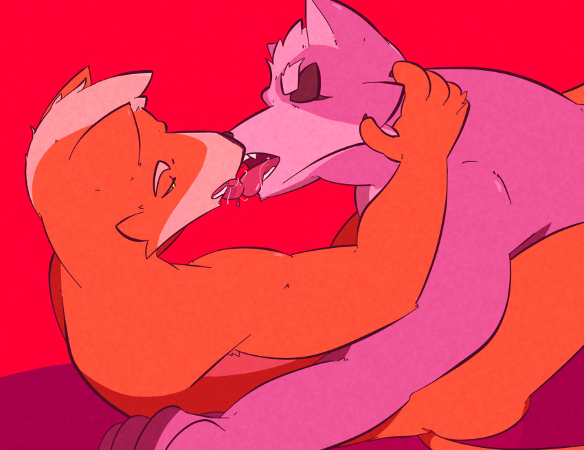 anthro bodily_fluids canid canine canis duo fox fox_mccloud french_kissing hi_res kissing male male/male mammal mormonara muscular nintendo on_top saliva saliva_on_tongue saliva_string star_fox tongue video_games wolf wolf_o'donnell
