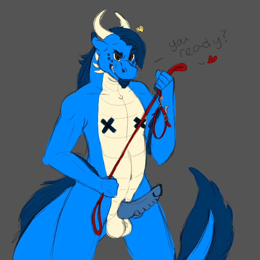 &lt;3 1:1 2d_(artwork) 2d_artwork ? absurd_res anthro ball_tuft balls bdsm beard belly_scales blue_body blue_fur blue_hair blue_penis censored collar colored_sketch crown dominant dominant_male dragon facial_hair fur fur_dragon furred_dragon genitals hair hi_res horn kaida kaida_(kinkykaida) kaidasdungeon kinkykaida knot knotted_dragon_penis leash looking_at_viewer male markings muscular muscular_male name_badge name_tag navel nipple_censor nipple_covers no_shading pasties penis question ready_for_sex red_collar red_leash ribbed_penis scaled_belly scales scalie simple_background sketch smile smiling_at_viewer smirk solo spots spotted_markings tan_balls text tuft western_dragon x_nipples you're_fucked