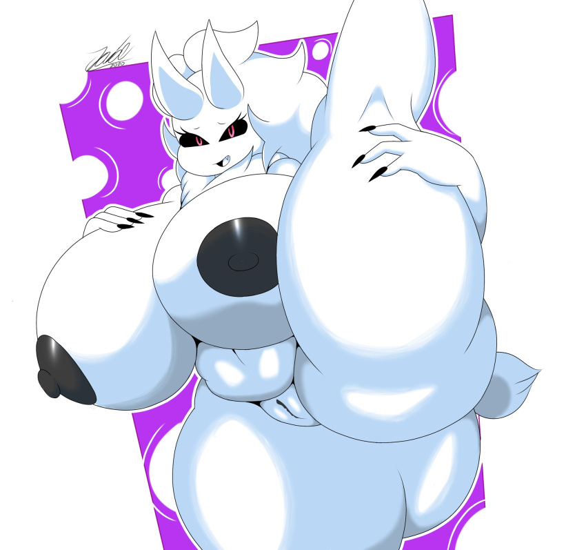 big_breasts breasts butt female flexible fur genitals hair hi_res huge_breasts itisjoidok nipples not_furry nude one_leg_up pussy raised_leg solo splits spread_legs spreading standing vertical_splits white_body white_fur white_hair