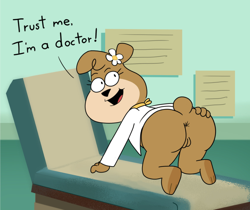 2021 all_fours anthro anus bottomless butt cindy_bear clothed clothing dialogue english_text female genitals hanna-barbera hi_res impstripe jellystone_(hbo_max) looking_back mammal open_mouth presenting presenting_hindquarters pussy solo text ursid yogi_bear