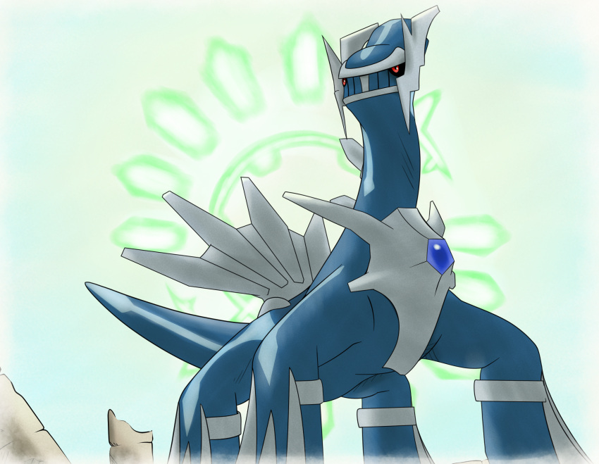 2021 3_toes 40:31 ambiguous_gender armor beautyfromabove black_sclera blue_body breastplate dialga feet feral hi_res leg_armor legendary_pok&eacute;mon long_tail low-angle_view nintendo pillar pok&eacute;mon pok&eacute;mon_(species) pok&eacute;mon_mystery_dungeon quadruped red_eyes rock shaded sky solo standing steel toes video_games