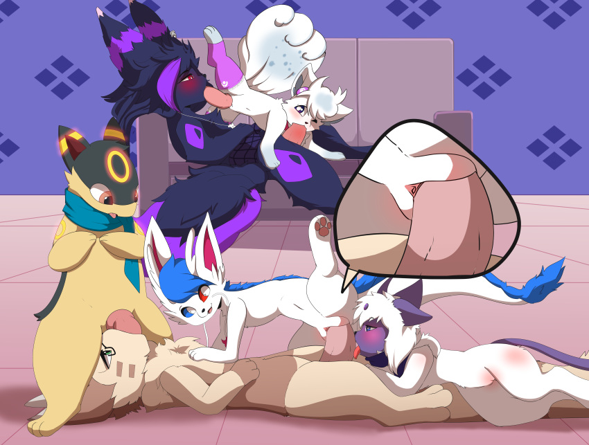 69_position absol absurd_res alolan_vulpix berr cowgirl_position dragon eeveelution female feral from_front_position furniture furret genitals group group_sex hi_res licking male nintendo on_bottom on_top oral orgy penetration penile penile_penetration penis penis_in_pussy penis_lick pok&eacute;mon pok&eacute;mon_(species) quilava regional_form_(pok&eacute;mon) sarox sex sofa synge tongue tongue_out umbreon vaginal vaginal_penetration video_games yans_the_furret
