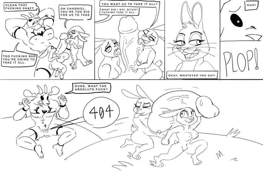 404_(not_found_error) asriel_dreemurr beckathany big_penis bovid breasts caprine chadriel cock_and_ball_torture comic dialogue disney english_text female genital_torture genitals goat group holding_penis huge_penis humiliation humor hyper hyper_genitalia hyper_penis judy_hopps lagomorph leporid male mammal monochrome muscular muscular_male nullification oral orgasm_denial penis profanity rabbit stacyphanie stealing sugslimic tails_gets_trolled tattoo text undertale video_games zootopia