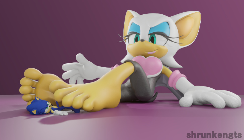 3d_(artwork) 5_toes absurd_res anthro balls barefoot digital_media_(artwork) duo feet female foot_fetish foot_focus foot_play footjob genitals hi_res humanoid_feet macro male male/female micro penis rouge_the_bat sega sex shrunkengts sonic_the_hedgehog sonic_the_hedgehog_(series) toes