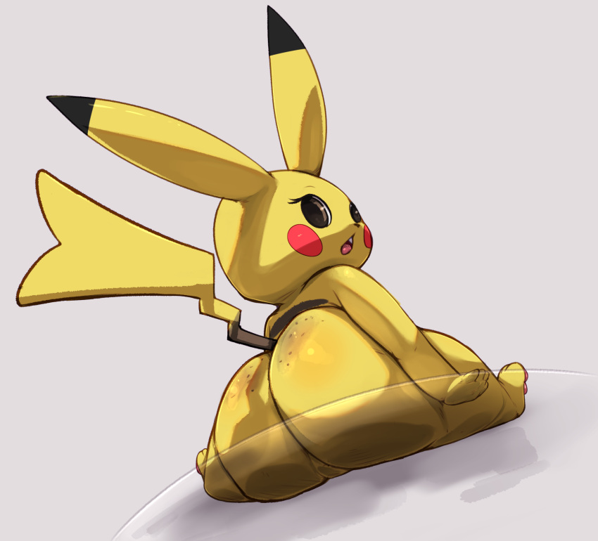 against_surface anthro big_butt bunihud butt female freckles hi_res huge_butt nintendo on_glass pikachu pok&eacute;mon pok&eacute;mon_(species) short_stack solo video_games yellow_body