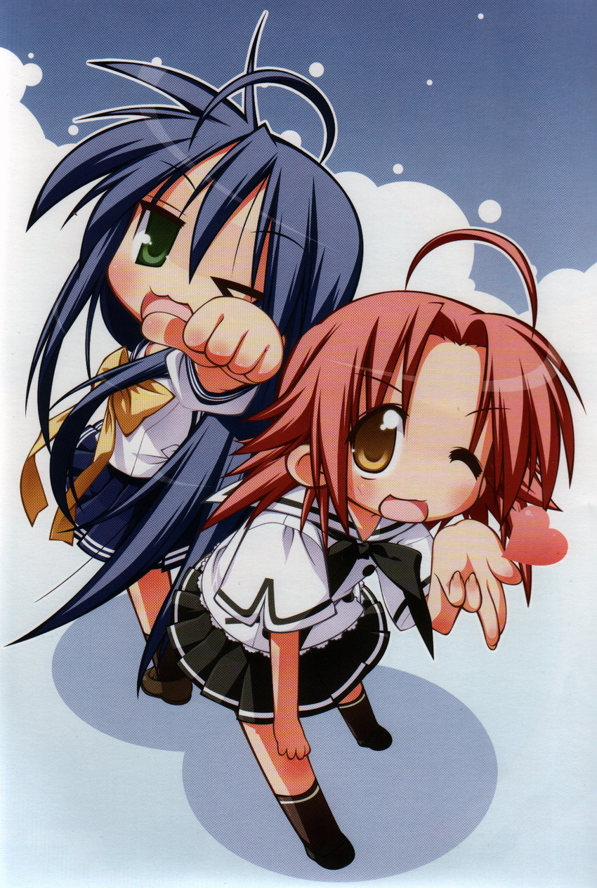 izumi_konata kogami_akira lucky_star screening seifuku yoshimizu_kagami