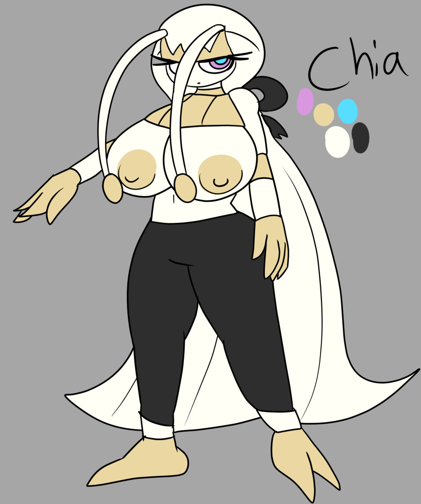 absurd_res accessory anthro armwear breasts chia_(dezmine21) choker clothed clothed/nude clothing dezmine21 female hair_accessory hair_bow hair_ribbon hi_res jewelry model_sheet necklace nintendo nipples nude pheromosa pok&eacute;mon pok&eacute;mon_(species) ribbons solo ultra_beast video_games