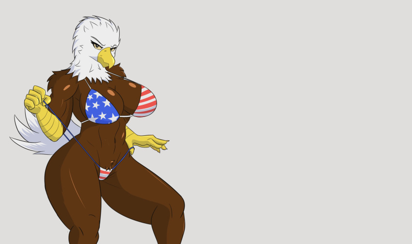 2020 5_fingers accipitrid accipitriform alternate_version_at_source american_eagle anthro avian bald_eagle beak bedroom_eyes big_breasts bikini bikini_pull biped bird black_eyelashes black_eyes bottomwear breasts brown_body brown_feathers claws clothed clothing clothing_pull colored_sketch curvy_figure digital_media_(artwork) eagle eyebrows feathers female finger_claws fingers flag_bikini front_view fully_clothed grey_background hi_res hourglass_figure kascz looking_at_viewer midriff multicolored_body multicolored_feathers narrowed_eyes navel non-mammal_breasts pinup pose scuted_arms sea_eagle seductive shaded simple_background skimpy smile smiling_at_viewer smirk solo stars_and_stripes swimwear swimwear_pull tail_feathers teasing thick_thighs topwear two_tone_body two_tone_feathers united_states_of_america wallpaper white_body white_eyebrows white_feathers white_tail wide_hips yellow_beak yellow_claws yellow_sclera