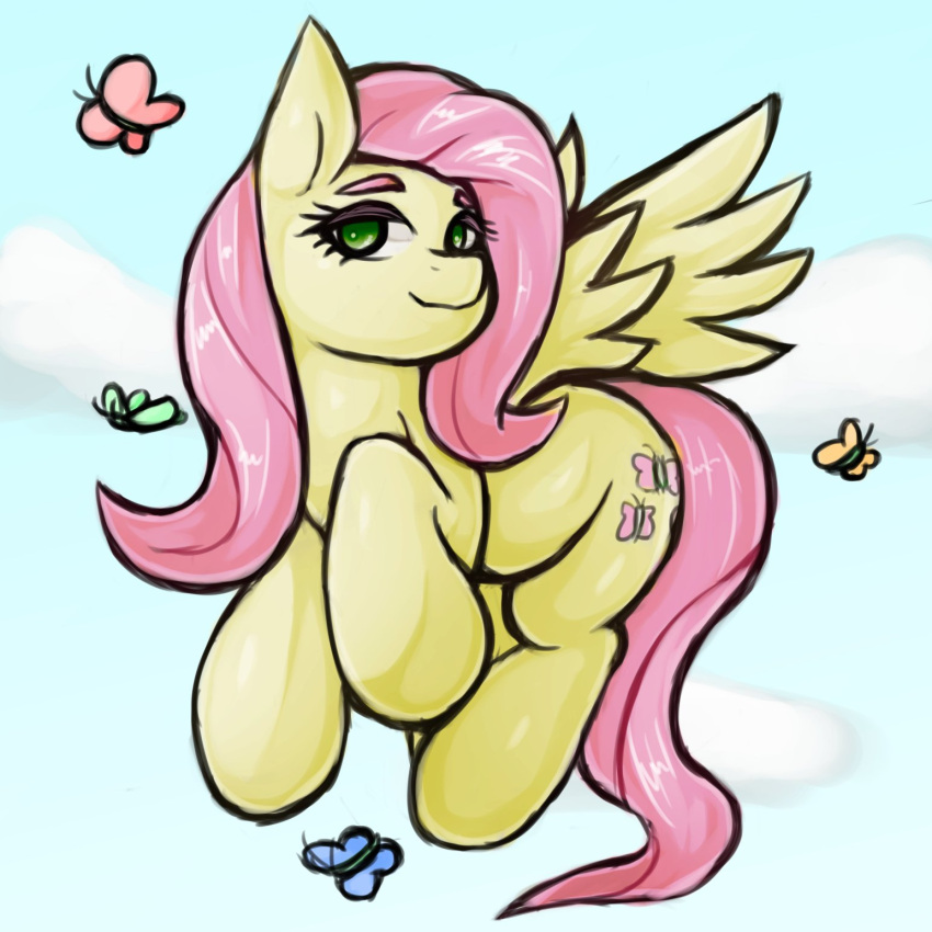 1:1 2021 ambient_arthropod ambient_butterfly ambient_insect arthropod butterfly cutie_mark equid equine feathered_wings feathers female feral fluttershy_(mlp) flying friendship_is_magic green_eyes hasbro hi_res hooves insect kyouman lepidopteran mammal my_little_pony outside pegasus quadruped sky smile solo wings yellow_body yellow_feathers yellow_wings