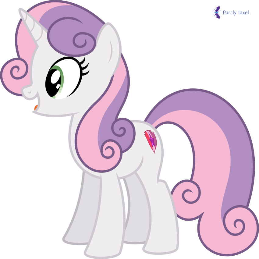 1:1 2021 absurd_res alpha_channel blue_hair equid equine female feral friendship_is_magic green_eyes hair hasbro hi_res horn mammal multicolored_hair my_little_pony open_mouth parclytaxel signature simple_background smile solo sweetie_belle_(mlp) transparent_background two_tone_hair unicorn white_body